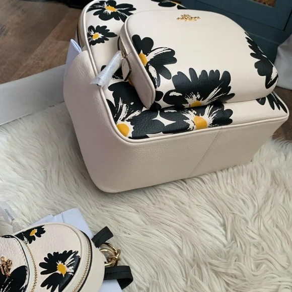 Coach Court Backpack and Mini Keychain Set Flower Print - Picture 14 of 15